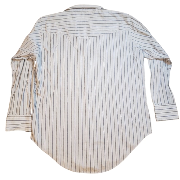 Ely Cattleman Light Blue Stripe Western Rodeo Pearl Snap Shirt 2XL Tall - Picture 3 of 4